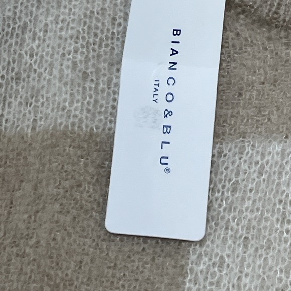 Bianco & Blu Sweater Womens M Neutral Ivory Checkboard Mohair Blend Pullover - Picture 5 of 10